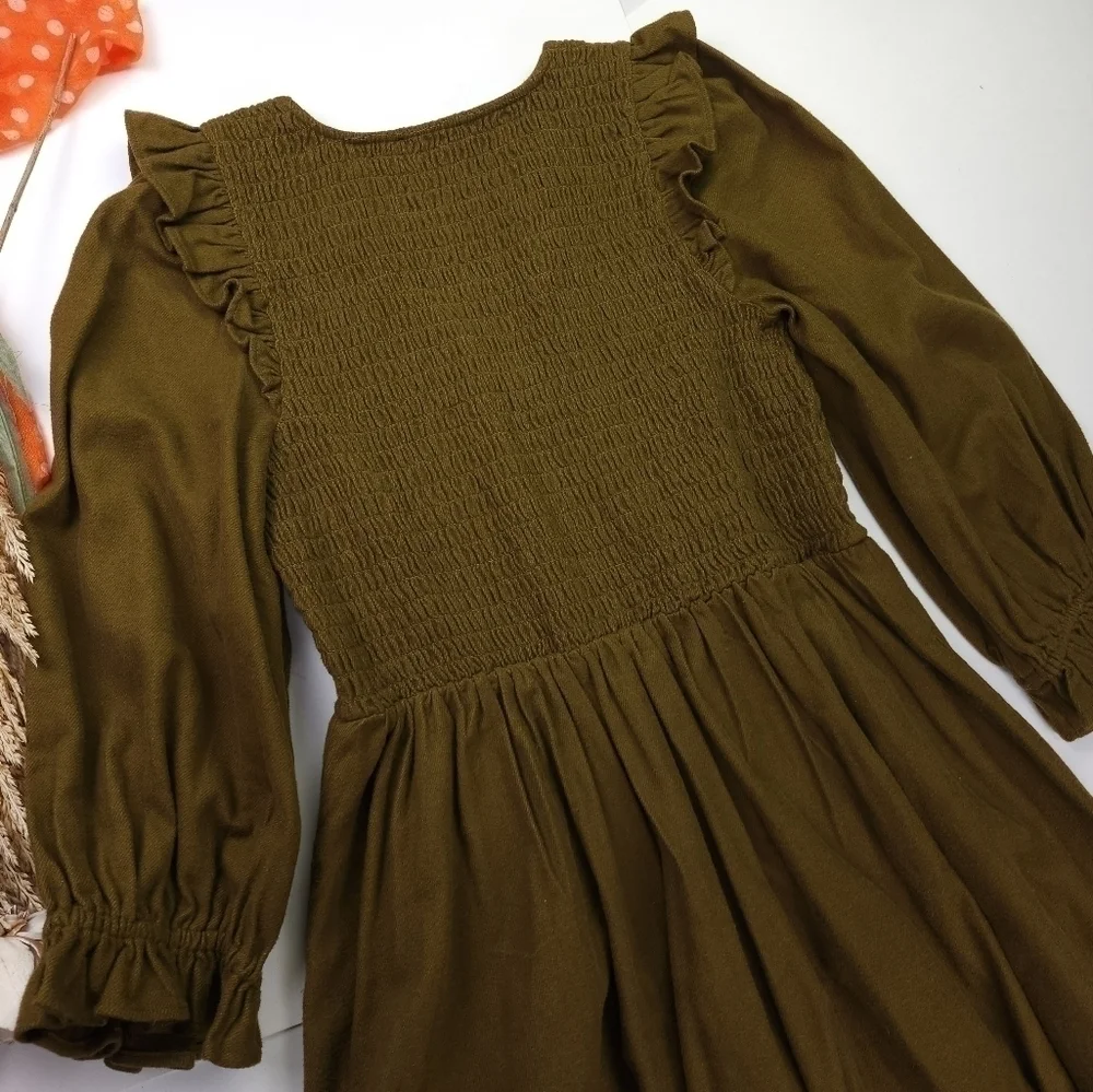 New Madewell Olive Fit Flare Dress Size S - Picture 7 of 11